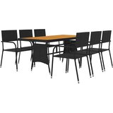  7-dijelni vanjski blagovaonski set od poliratana crni | shoptok.hr