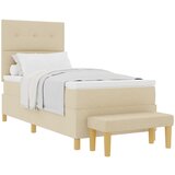 vidaXL Postelja s škatlasto vzmetnico z vzmetnico in klopjo Krem 80x200 cm Tkanina, (22083125) u