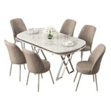 Hanah home set trpezarijski sto i 6 stolica lai white chrome cappuccino | ePonuda.com