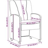 vidaXL jedilni stoli s kolesi 2 pcs temno siva 57 x 67 x 95 cm blago | Shoptok.si