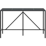  Barski stol sa staklenom pločom crni 180x70x110 cm poliratan | shoptok.hr