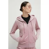 Juicy Couture Velur pulover roza barva, s kapuco