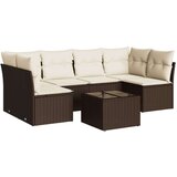 vidaXL 7-dijelni set vrtnih sofa od poliratana s jastucima smeđi | shoptok.hr