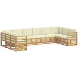 Set vanjskih sofa s jastukom 10 pcs Bijela i krem Poliester | shoptok.hr