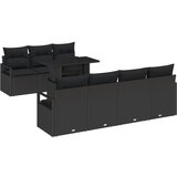 vidaXL 8-dijelni set vrtnog sofa s jastucima crni poli ratan, 2-sjedala vrtna sofa s jastucima crni poli ratan Cijene