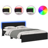 vidaXL Konstrukcija postelje z LED lučmi Črna Orehovina 150 x 200 cm | Shoptok.si
