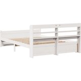  Okvir za krevet s uzglavljem bijeli 135 x 190 cm od borovine | shoptok.hr