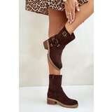 Boto Women's Ankle Boots On Low Heel With Buckles Brown Zudra | shoptok.hr