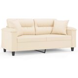 vidaXL Kavč dvosed z blazinami bež 140 cm tkanina iz mikrovlaken, (20922687) | Shoptok.si
