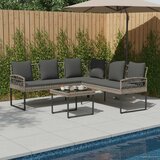  Set vrtnog kauča s jastukom 2 pcs Sivi Poli Rattan i čelik | shoptok.hr