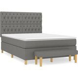 Maison Chic Box spring postelja - Vzmetna postelja z vzmetnico temno siva 140x200 cm blago SL20728, (21890266) | Shoptok.si