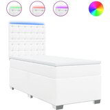 Maison Chic Box spring postelja - Vzmetna postelja z vzmetnico bela 80x200 cm umetno usnje SL18111, (21894511) | Shoptok.si