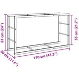  Stalak za drva crni 110x30x61 cm čelik | shoptok.hr