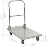 Kolica s platformom srebrna 82 x 53 x 86 od nehrđajućeg čelika | shoptok.hr
