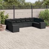 vidaXL 10-dijelni set vrtnih sofa s jastucima crni od poliratana | shoptok.hr