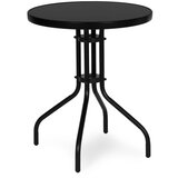 Multi Garden okrugli vrtni stol 60 cm od kaljenog stakla za vrt, terasu ili balkon, crni | shoptok.hr
