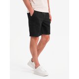 Ombre Men's cotton cargo shorts with elastic waistband - black | shoptok.hr