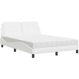  Postelja z vzmetnico bela 140x190 cm umetno usnje | Shoptok.si