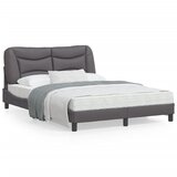 vidaXL Posteljni okvir z LED lučkami siv 140x190 cm umetno usnje | Shoptok.si