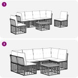  Set vanjskih sofa 7 pcs Crna i tamno siva Poliester - Crna sa stolom | shoptok.hr