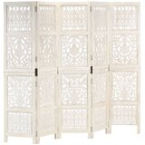 Sobna pregrada s 5 panela bijela 200x165 cm masivno drvo manga | shoptok.hr