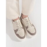GOODIN Beige leather sneakers on a platform Cene