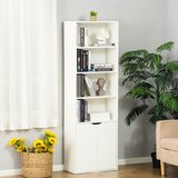 HOMCOM Moderna knjižna omara s 4 policami in 2 vrati, večnamensko pohištvo za dnevno sobo, pisarno in kabinet, 59x29x180cm, bela, (20754066) | Shoptok.si