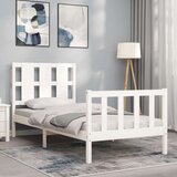  Posteljni okvir z vzglavjem bel 2FT6 trden les | Shoptok.si