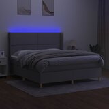  Krevet box spring s madracem LED svjetlosivi 180x200 cm tkanina | shoptok.hr