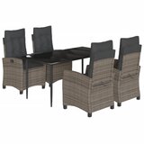 vidaXL Vrtna jedilna garnitura 5-delna z blazinami siv poli ratan, (21018436) | Shoptok.si