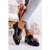 Kesi Elegant Leather Shoes With Ornament Black Cindy | Shoptok.si