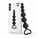 Clyde Beaded Butt Plug with Easy Pull Ring Silicone Black