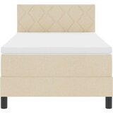 Box Postelja z vzmetnico z vzmetnico krema 90 x 190 cm blago, (5000125819) | Shoptok.si
