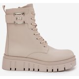 Boto Womens Platform Ankle Boots With Decorative Detail Insulated Light Beige Lyrana | Eponuda.ba