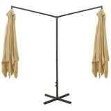  Dvostruki suncobran s čeličnim stupom 600 x 300 cm smeđesivi | shoptok.hr