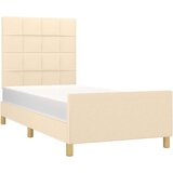  Posteljni okvir z vzglavjem krem 90x190 cm blago, (20904895) | Shoptok.si