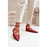 FS1 Women's Ballerinas With Pointed Toes And Intertwined Straps Burgundy Violra Cene