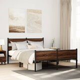 Maison Chic Kovinski Posteljni okvir - Dvoposteljna postelja - Zakonska postelja brez vzmetnice rjavi hrast 160x200 cm, (21694501) | Shoptok.si