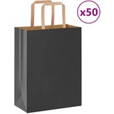 vidaXL Papirnate vrećice 50 kom s ručkama crne 21x11x28 cm Cijene