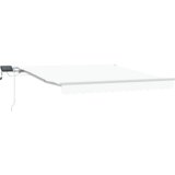 vidaXL Ročna retraktibilna tenda z LED belimi 300x250 cm, Fabric za nadomestitev tende za okvir 3x2.5 m bela | Shoptok.si