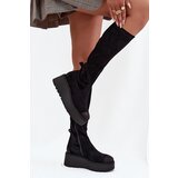 VINCEZA Womens Knee High Platform And Wedge Boots Black 58342 | shoptok.hr