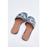 Boto Flat Women's Slippers With Decorative Buckle Blue Clariola | Shoptok.si