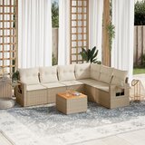 Maison Chic Seti vrtnega pohištva - Vrtna garnitura - Vrtni pohištvo set 7-delna z blazinami bež poli ratan, (21804474) | Shoptok.si