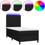vidaXL Box spring postelja z vzmetnico LED črna 100x200 cm blago | Shoptok.si