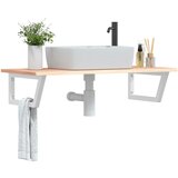  Zidna polica za umivaonik od čelika i masivne hrastovine Smeđa 100 x 50 x 2 cm | shoptok.hr