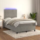 The Living Store Box spring postelja z vzmetnico LED svetlo siva 120x200cm žamet - Box Spring Postelja, (21488969) Cene