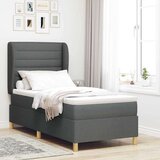 vidaXL Postelja s pomladjo in vzmetnico v temno sivi barvi, 90x190 cm, Tkanina | Shoptok.si