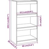 Ormarić za knjige / pregrada sivi 60x30x103,5 cm od borovine | shoptok.hr