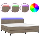  box spring s madracem LED smeđesivi 160x200 cm tkanina | shoptok.hr