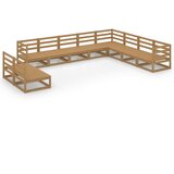  The Living Store Vrtna sedežna garnitura 10-delna medeno rjava trdna borovina - Vrtna Sedežna Garnitura, (21454600) | Shoptok.si